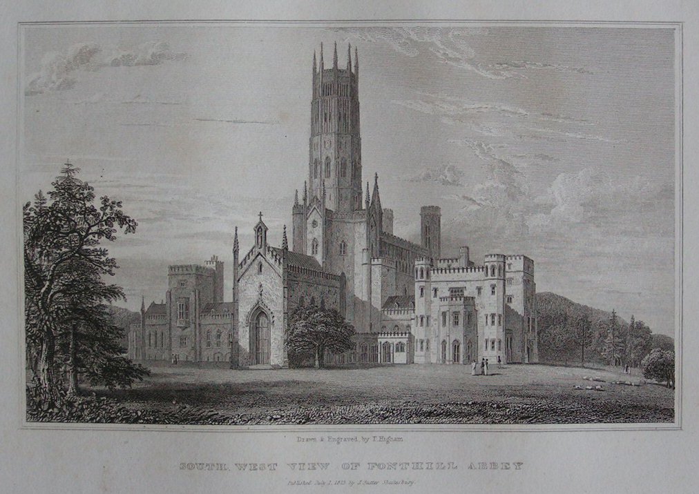 Print - South West View of Fonthill Abbey - Higham